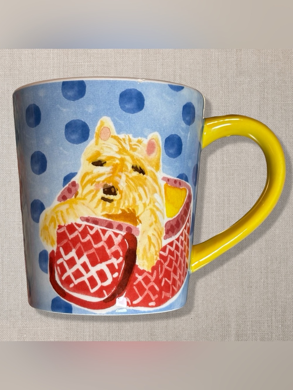 Vintage Pier 1 Pups in Purses Westie Terrier Dog Mug Y2K Hand Painted